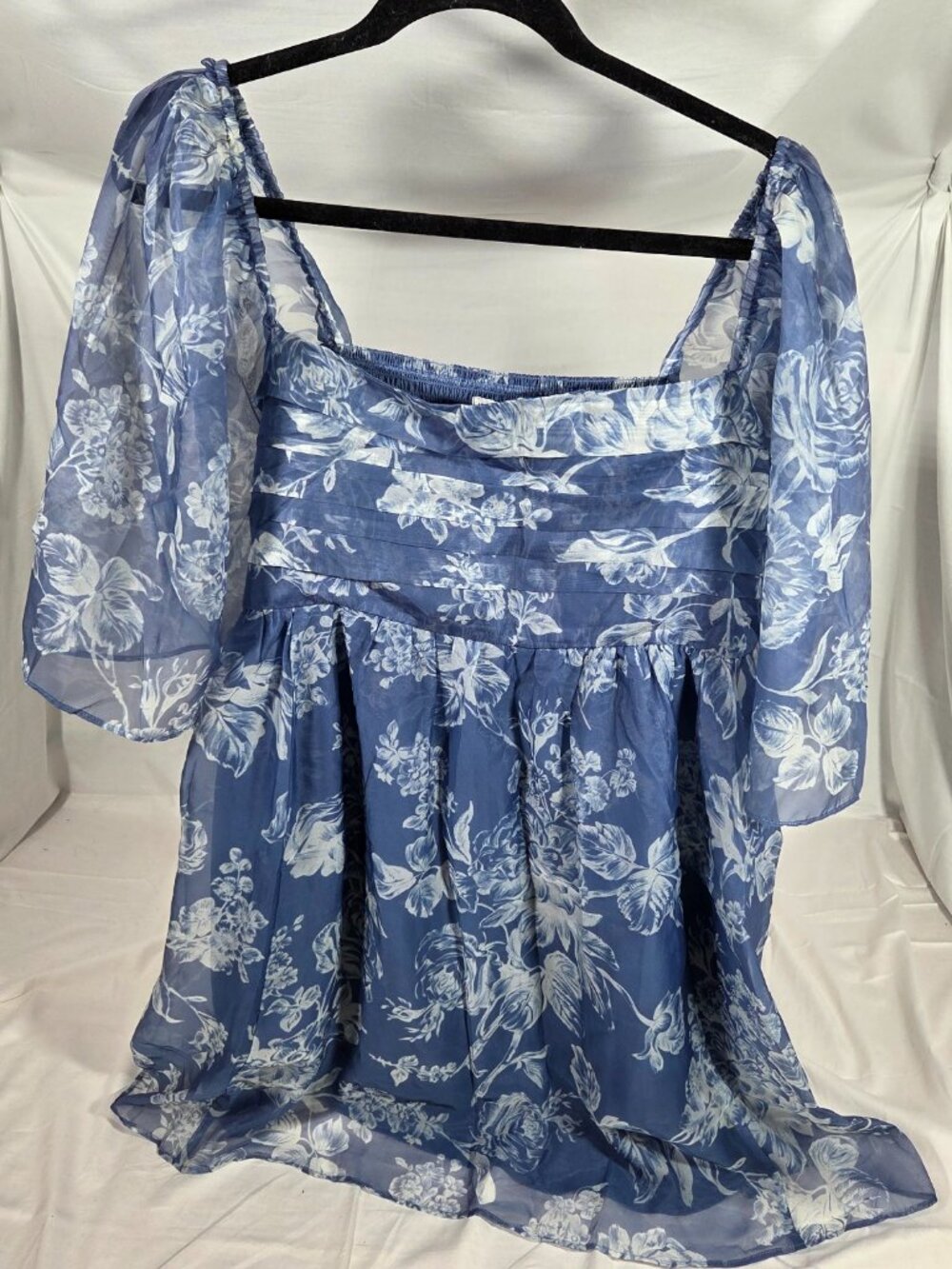 Abercrombie & Fitch Emerson Angel Sleeve Mini Dress Blue Floral